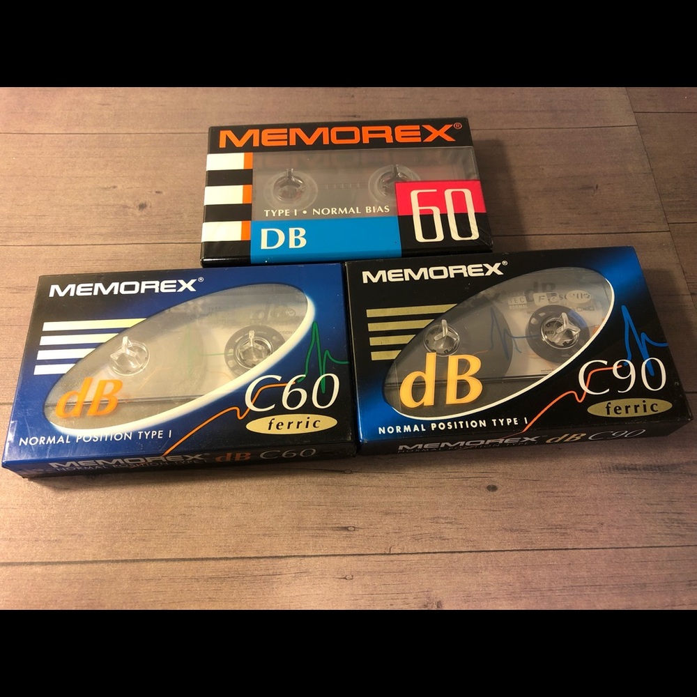 Blank Memorex cassette tapes x2 60 and 1 90, sealed